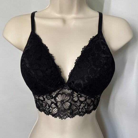 Black Lace Longline Bralette – Size Medium - Picture 1 of 5